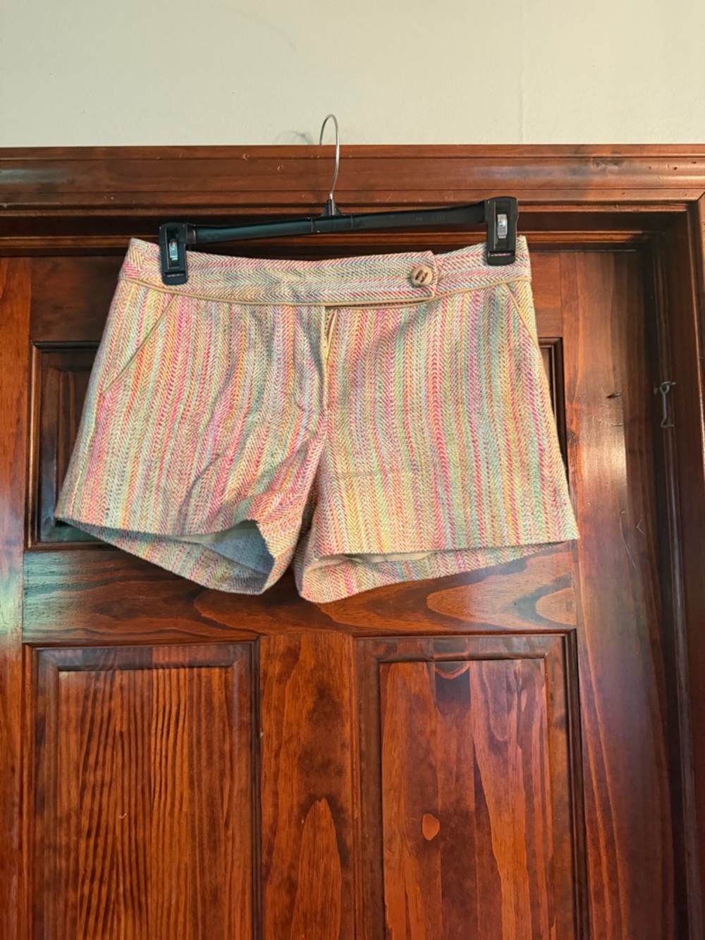 Trina Turk Pastel Multistripe High-Waist Shorts by Trina Turk